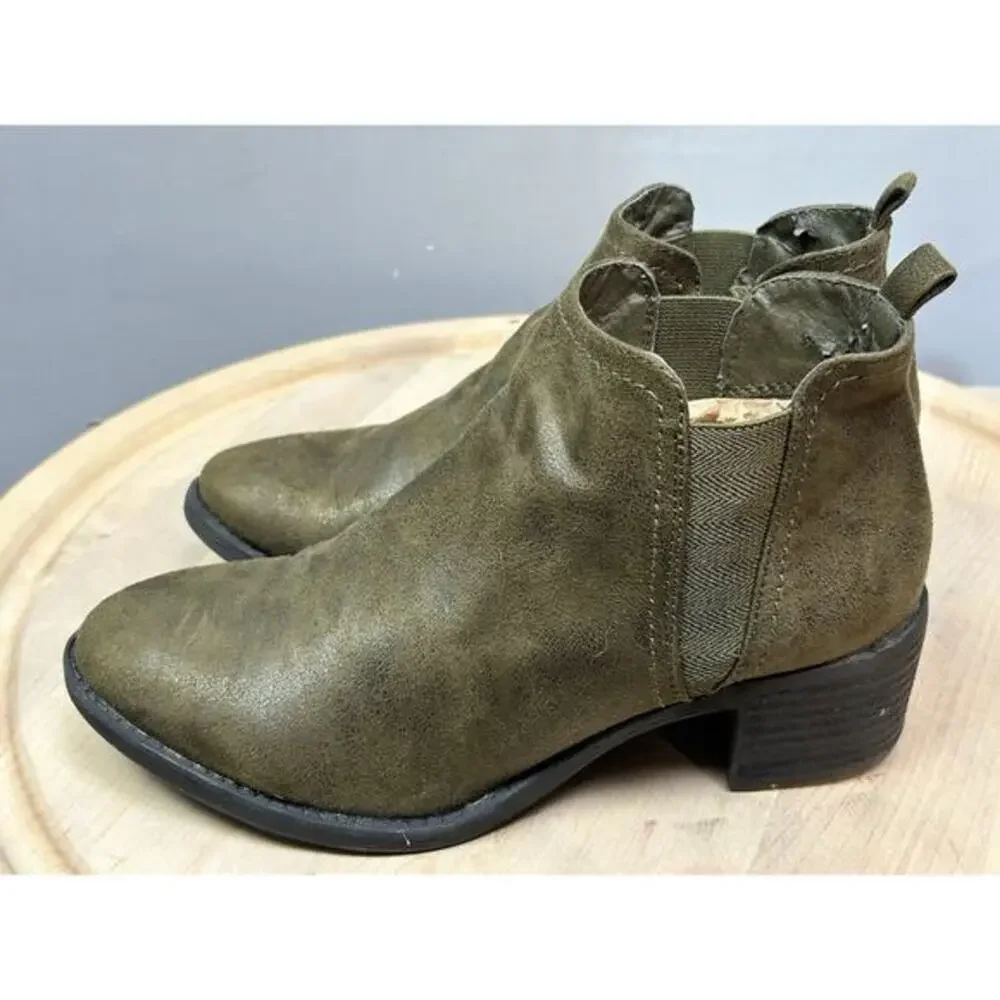 Lavorazione Artigiana Womens 8 Green‎ Ankle Slouch Booties B52 By Bull Boxer